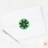 Groene tropische bloem ronde sticker (Envelop)