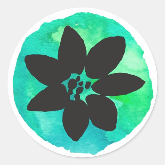 Groene Tropische Bloem Ronde Sticker (Voorkant)