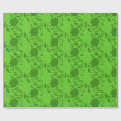 Groene tropische bloemen & bladeren op groen cadeaupapier (Vlak)