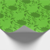 Groene tropische bloemen & bladeren op groen cadeaupapier (Hoek)