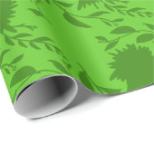 Groene tropische bloemen & bladeren op groen cadeaupapier (Rol Hoek)