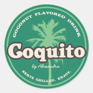 Groene Tropische Coquito Ronde Sticker