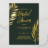 Groene tropische disco VRIJGEZELLENFEEST gouden bl Folie Uitnodiging (Voorkant)