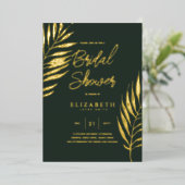 Groene tropische disco VRIJGEZELLENFEEST gouden bl Folie Uitnodiging (Staand Voorkant)