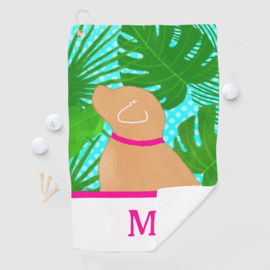 Groene tropische eiland gele hond golfhanddoek (Insitu)