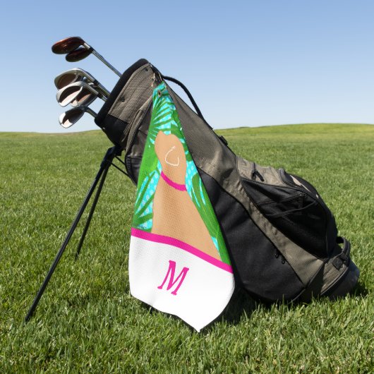 Groene tropische eiland gele hond golfhanddoek (Groen)