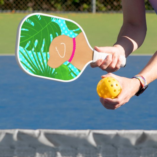Groene tropische eiland gele hond pickleball pedde pickleball paddle (Insitu)
