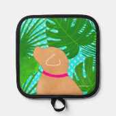 Groene tropische eiland gele hondenpot houder (Voorkant)