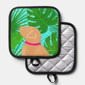 Groene tropische eiland gele hondenpot houder (Voorkant / Achterkant)