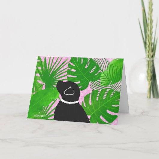 Groene tropische eiland zwarte hond dank u kaarten (Voorkant)