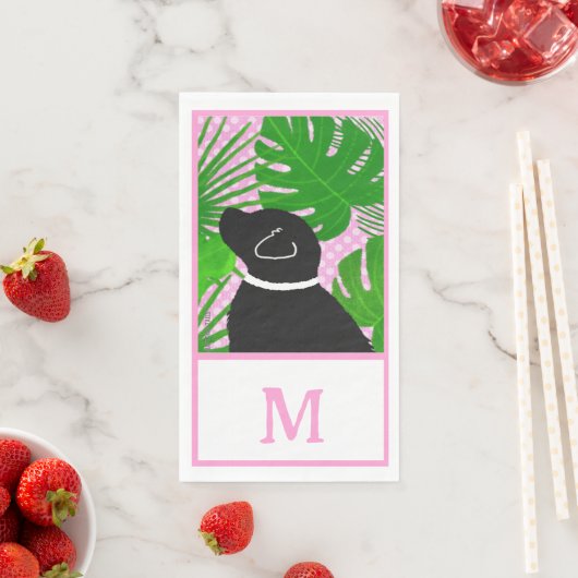 Groene tropische eiland zwarte hond gast handdoeke servet (Insitu)