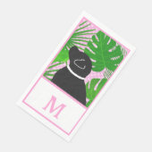 Groene tropische eiland zwarte hond gast handdoeke servet (Hoek)