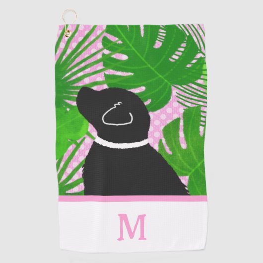 Groene tropische eiland zwarte hond golfhanddoek (Voorkant)