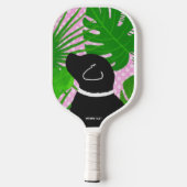 Groene tropische eiland zwarte hond pickleball ped paddle (Achterkant)
