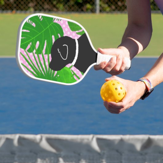 Groene tropische eiland zwarte hond pickleball ped paddle (Insitu)