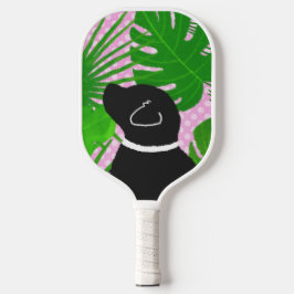 Groene tropische eiland zwarte hond pickleball ped pickleball paddle