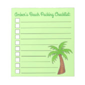 Groene Tropische eilandpalm — Beach Packing List Notitieblok (Voorkant)