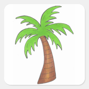 Groene tropische eilandpalm Beach Vierkante Sticker