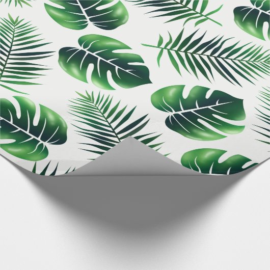 Groene tropische eilandpalmen en Oerwoud Leaf Cadeaupapier (Hoek)