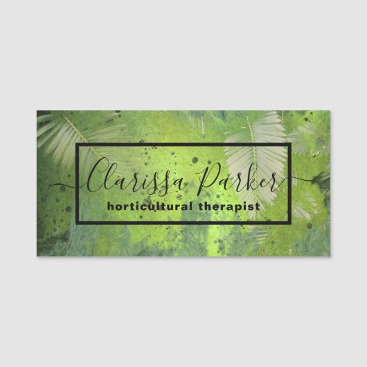 Groene Tropische Exotic Palm Leaves Professional Naamplaatje (Voorkant)