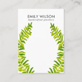 GROENE TROPISCHE FERN FAUNA EARRING STUD DISPLAY B VISITEKAARTJE (Voorkant)