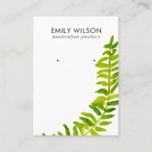 GROENE TROPISCHE FERN FAUNA EARRING STUD DISPLAY VISITEKAARTJE (Voorkant)