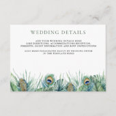 Groene tropische Indiase pauw veren bruiloft Informatiekaartje (Voorkant)