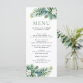 Groene tropische Indiase pauw veren bruiloft Menu (Staand voorkant)