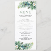 Groene tropische Indiase pauw veren bruiloft Menu (Voorkant)