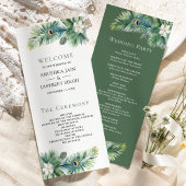 Groene tropische Indiase pauw veren bruiloft Programmakaart