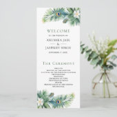 Groene tropische Indiase pauw veren bruiloft Programmakaart (Staand voorkant)