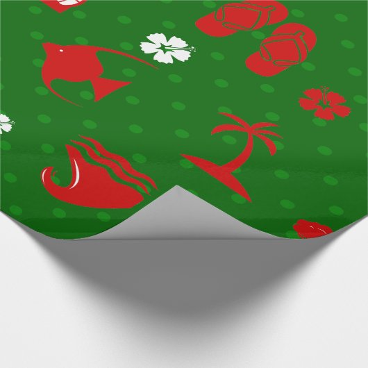 Groene tropische Kerstmis Tiki Retro Cadeaupapier (Hoek)