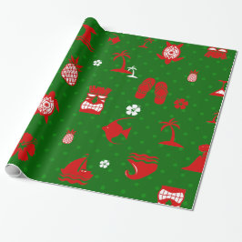 Groene tropische Kerstmis Tiki Retro Cadeaupapier