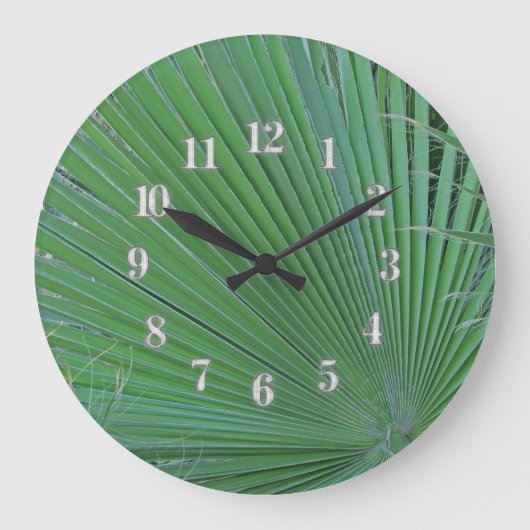Groene Tropische Leaf-foto Diagonaal Abstracte bla Grote Klok (Voorkant)