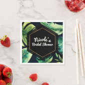 Groene Tropische Leaves Black Elegant Wedding Part Servetten (Insitu)