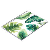 Groene Tropische Leaves White Elegant Chic Summer Notitieboek (Linkerzijde)