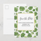 Groene Tropische Leiding Patrooncultuur Opslaan Da Uitnodiging Briefkaart (Voorkant / Achterkant)