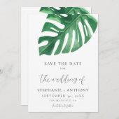 Groene Tropische Monstera Bladeren Zomer Bruiloft Save The Date (Voorkant / Achterkant)