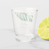 Groene Tropische Monstera Bladeren Zomer Bruiloft Shot Glas (Achterkant)