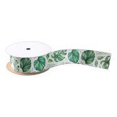 Groene Tropische Monstera Leaf Ribbon Satijnen Lint (Spoel)