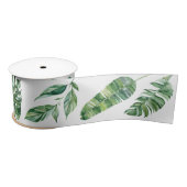 Groene Tropische Monstera Leaf Ribbon Satijnen Lint (Spoel)