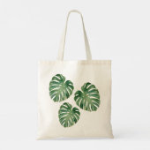 Groene Tropische Monstera Leaves Tote Bag (Achterkant)
