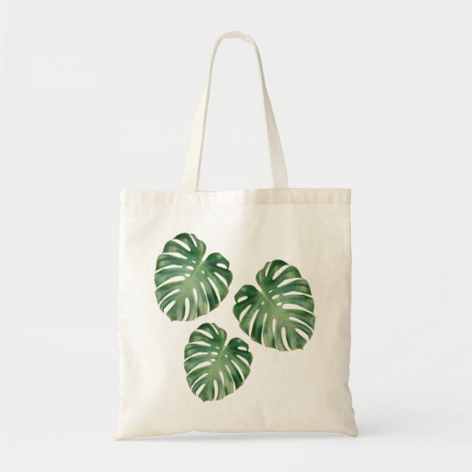 Groene Tropische Monstera Leaves Tote Bag (Voorkant)