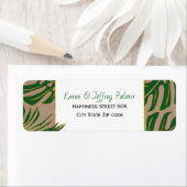 Groene tropische monstera palm verlaat rustige bru etiket (Insitu)