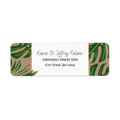 Groene tropische monstera palm verlaat rustige bru etiket (Voorkant)