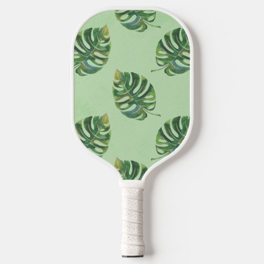 Groene Tropische Monstera Plant Monogrammed Naam Pickleball Paddle (Voorkant)