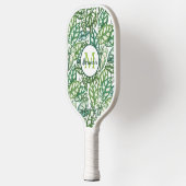 Groene Tropische Naam van het Patroonmonogram van Pickleball Paddle (Links)