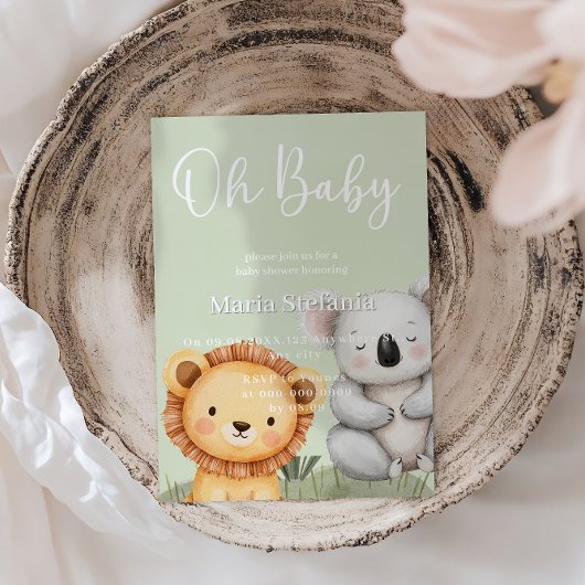 Groene Tropische Oerwoud Safari Baby shower Dieren Kaart