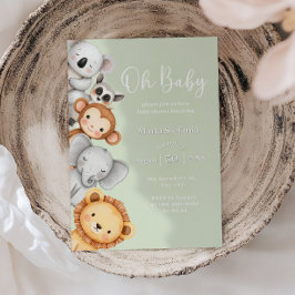 Groene Tropische Oerwoud Safari Baby shower Dieren Kaart