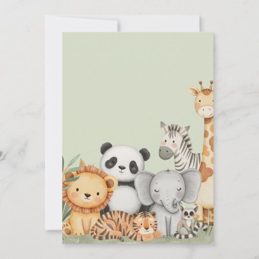 Groene Tropische Oerwoud Safari Baby shower Dieren Kaart (Achterkant)